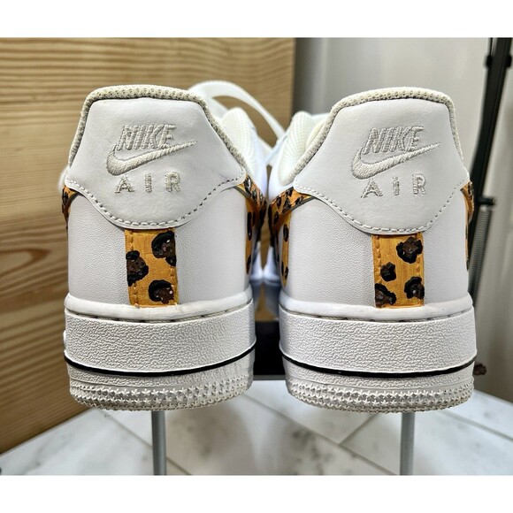 \'19 Nike Air Force 1 Low Custom Leopard Drip Hand Painted White M8.5m/W10m main image 6